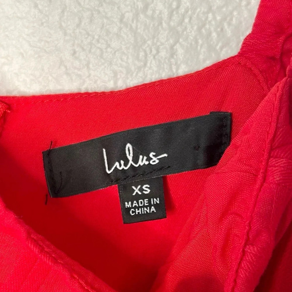 Lulu’s A Day in Paris Red Square Neck Puff Sleeve Babydoll Dress - Picture 6 of 8